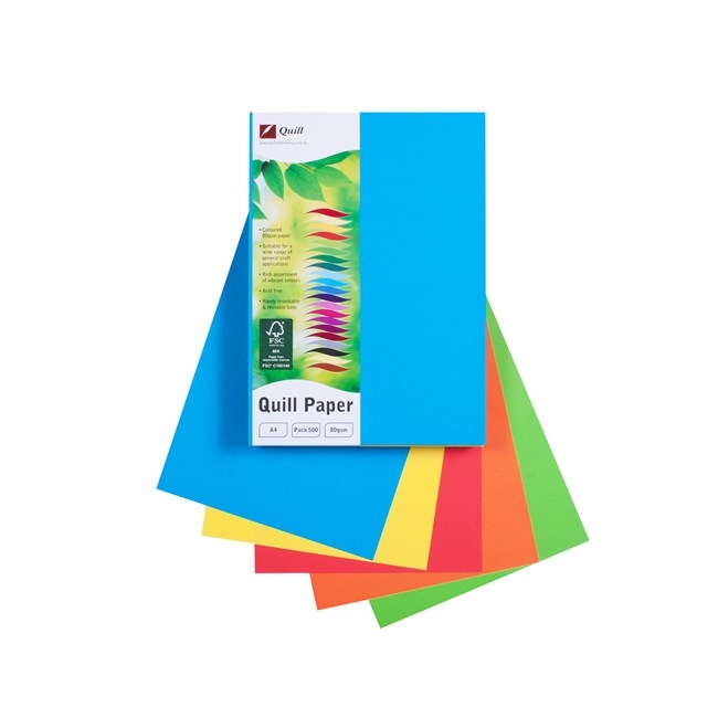 Quill A4 80gsm 5 Colour Brite Ream 500s per ream